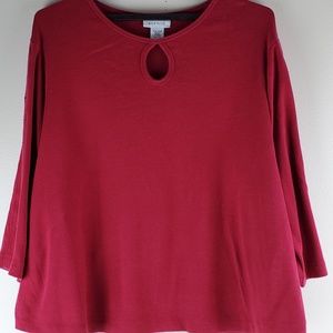 Avenue Burgundy Wine Blouse Crew Neck